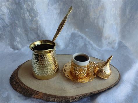 Turkish Coffee Set Gold Copper Coffee Pot Turkish Coffee Set Etsy