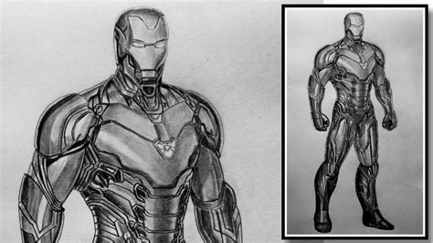 Pencil Drawing Of Iron Man Mark 85 Suit Pencil Shading Time Lapse