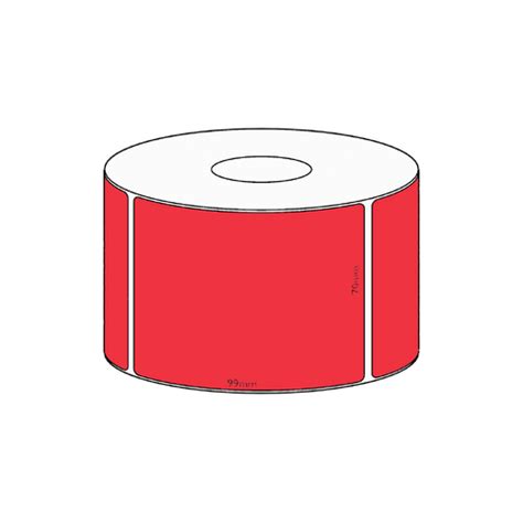 70x99mm Red Direct Thermal Permanent Label 500 Per Roll 38mm Core