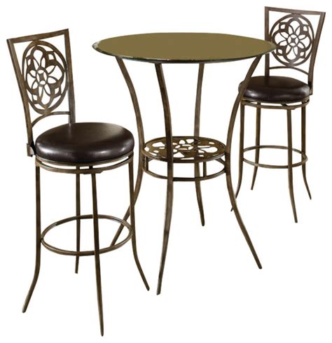 Marsala Bar Height Bistro Dining 3 Piece Set Transitional Indoor