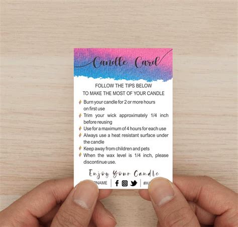 Candle Care Cards Candle Instructions Card Candle Care Card Etsy