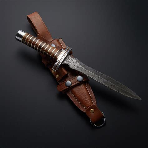 Damascus Walnut Wood Combat Dagger Gunslinger Knives Touch Of Modern