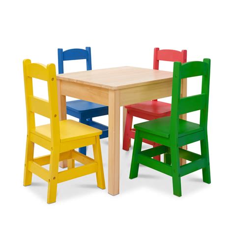 Melissa And Doug Kids Furniture Wooden Table And 4 Chairs Primary
