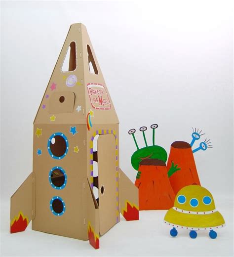 Cardboard Rocketship Aliens Картонная ракета Детские поделки