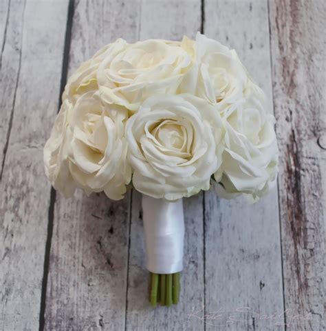 White Rose Wedding Bouquet Silk Wedding Bouquet Kate Said Yes Weddings