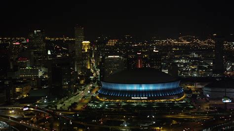 5k Stock Footage Aerial Video Of The Superdome And Downtown New Orleans