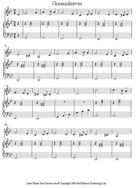 The original music is said by some to be written by henry viii who was besotted by anne boleyn, however historians don't consider this possible, as the style of music was not introduced until after his death. french horn greensleeves sheet music - 8notes.com