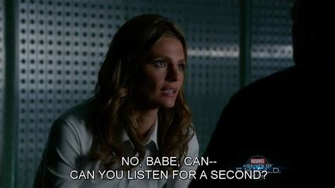 screencapture with closed captions on when beckett called castle babe in castle 6x01 valkyrie