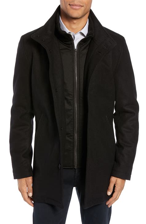 Mens Wool Car Coat With Bib Chartou Mens Classic Mid Length Quilted