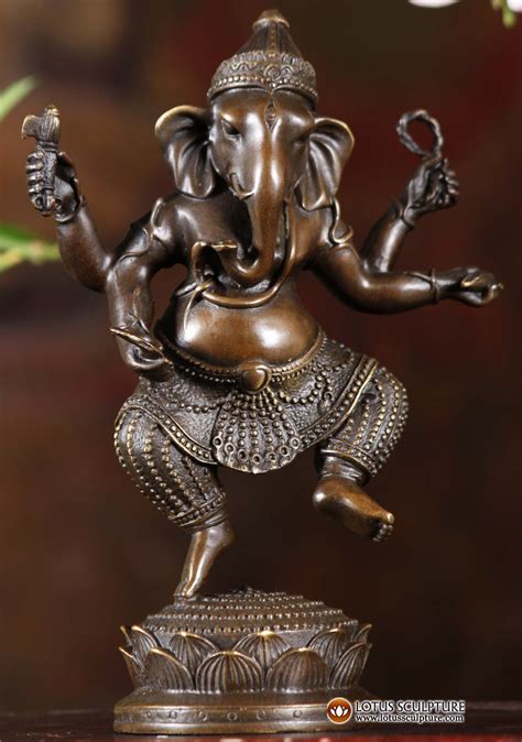 Lord Ganesha Statue Dancing Ganesha On Lotus Collectible Hinduism
