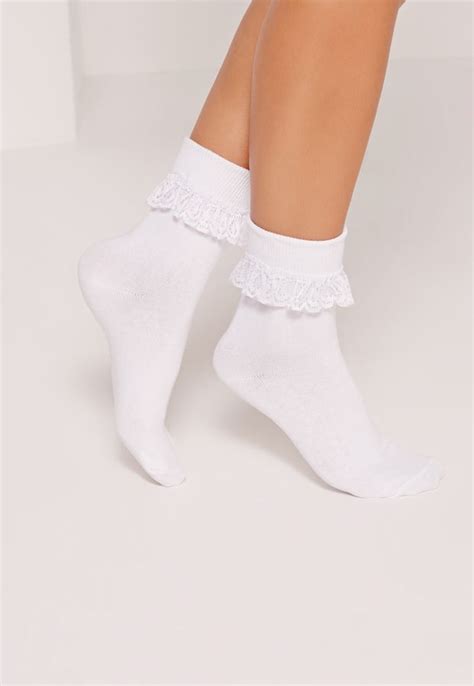 Missguided Frill Ankle Socks White Frilly Socks Lace Ankle Socks