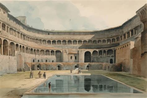Premium Ai Image Painting From A Watercolor Drawing Of The Baths Of