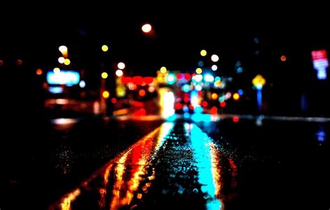 Обои City Lights Night Bokeh High Contrast Rainy картинки на