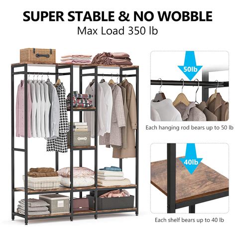 Tribesigns Double Rod Free Standing Closet Organizerheavy Duty Clothes