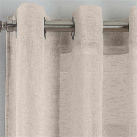 Beige Voile Curtain Panels Natural Palm Linen Effect Plain Sheer Eyelet