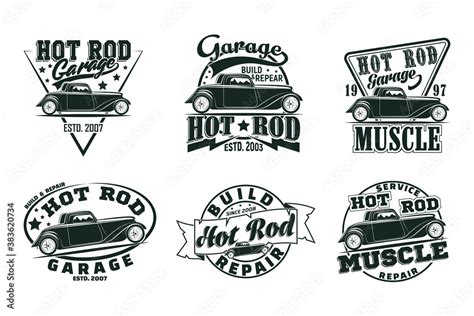 Vintage Monochrome Hot Rod Garage Logo Design Stock Vector Adobe Stock