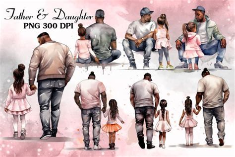 Black Father And Daughter Watercolor Graphic By Cat Lady · Creative Fabrica