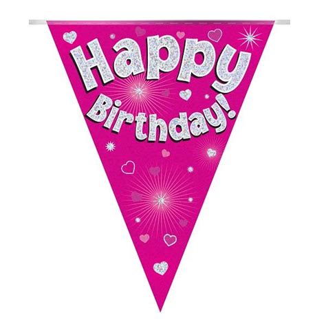 Pink Happy Birthday Bunting Party Save Smile
