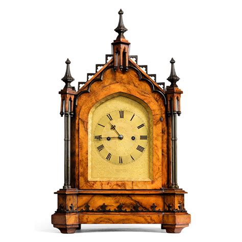 An Unusual Victorian Burr Walnut Gothic Revival Bracket Clock Wick Antiques