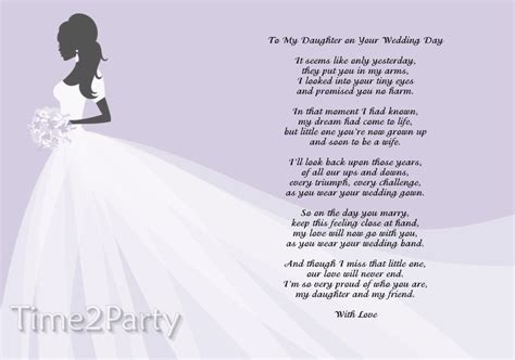 Messages from mother to daughter on her wedding day. Wedding day Poems