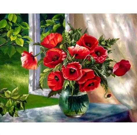 Frameless Picture Vintage Flower Diy Painting By Numbers Europe Hand