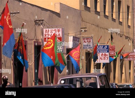 Stock Image Of Eritrean Flags In Centra Asmara Eritrea Stock Photo Alamy