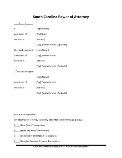 South Carolina Power Of Attorney Form Fill Out Sign Online And