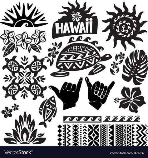 Hawaii Set In Black And White Royalty Free Vector Image