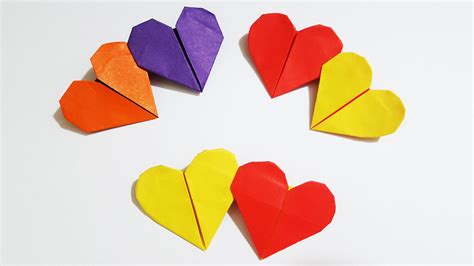 Origami Double Heart In Different Color Easy Origami Heart Origami