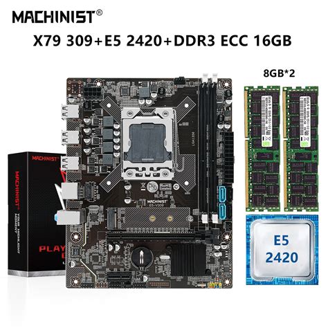 Machinista X79 Placa Mãe Lga 1356 Conjunto Kit Com Xeon E5 2420 Processador Central 16gb 2 8gb