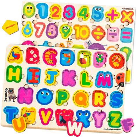 Quokka Wooden Abc Alphabet Shapes Puzzles Games For Toddlers 2 3 4 5