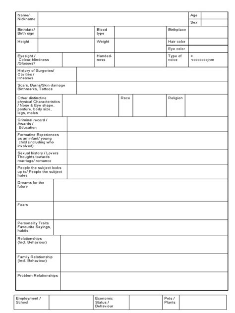 Hirohiko Arakis Character Sheet Original Template Pdf