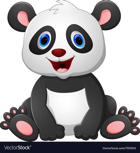 Cute Baby Panda Cartoon Sitting And Smiling Premium Vector Riset