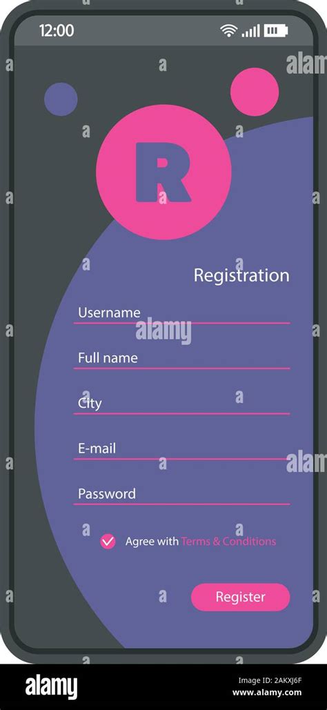 Register Form Smartphone Interface Vector Template Mobile Login Page