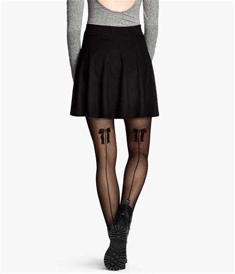 Handm Patterned Tights In Black Lyst