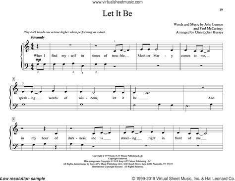 Let It Be Arr Christopher Hussey Sheet Music For Piano Four Hands