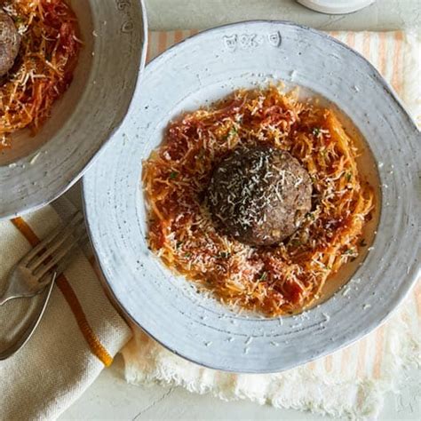 Spaghetti Squash And Meatballs Spoon Fork Bacon