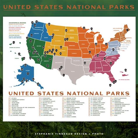 American National Parks Map Printable