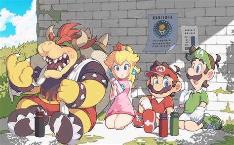 Princess Peach Mario Luigi Bowser Tennis Peach And 2 More Mario And 1 More Drawn By