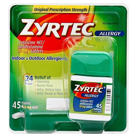 Zyrtec 45 Count 10 Mg Tablets Allergies Allergy Relief Best Allergy