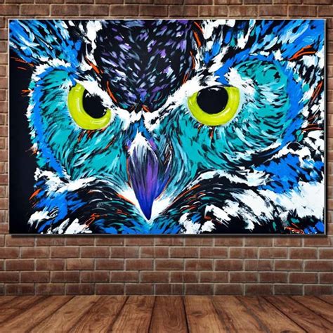 Abstract Animal Owl Oil Painting On Canvas Modern Style Wall Art Animal
