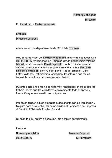 Carta De Baja Voluntaria Ejemplo Y Modelo Para Descar Vrogue Co