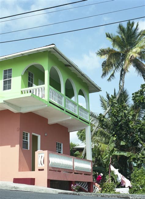 A Beautiful And Colorful House On St Lucia The Caribbean Island St