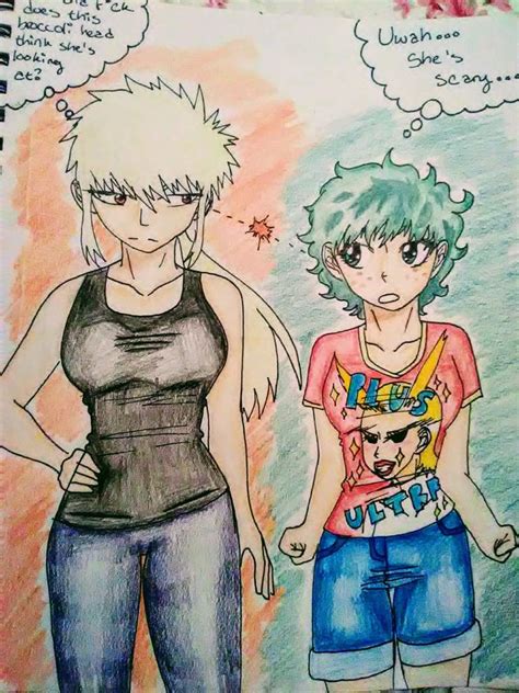 Bakugou And Izuku Genderbent Ft Genderbent All Might My Hero