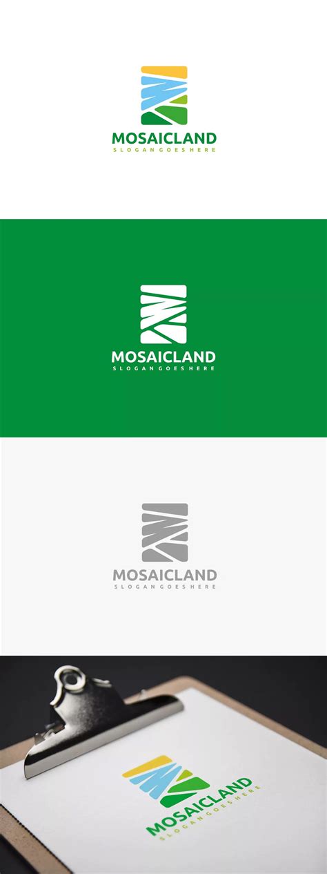 Mosaic Landscape Logo Template Ai Eps Logos Typography Logo