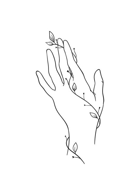 Minimalist Line Art Hands Poster Picture Metal Print Paint By Haus