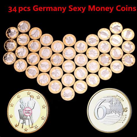 Full Set Sexy Coins 6 Euros Lady Man Bi Metal Silver Gold Plated 32 Mm Valentine Lover T