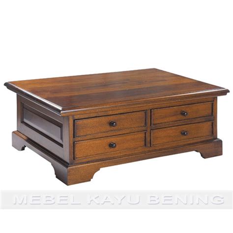 Meja berbahan kayu memang lebih murah, tetapi tetap tergantung ukuran. Meja Tamu Kayu Jati Model Minimalis Quatro