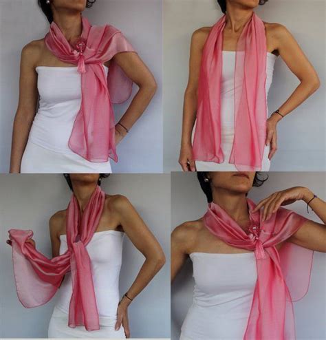 Iridescent Pink Silk Chiffon Long Scarf Evening Dress Topper Etsy Australia Silk Scarf Style