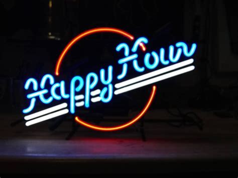 Happy Hour Neon Sign Glass Tube Neon Light With Images Neon Signs